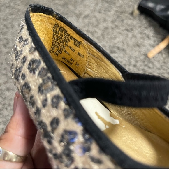 Stuart Weitzman Toddler Girls Shoes Leopard Print Flats with Black Trim Sz 8 - Picture 2 of 9